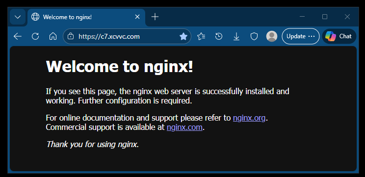 nginx welcome screen with secure https: