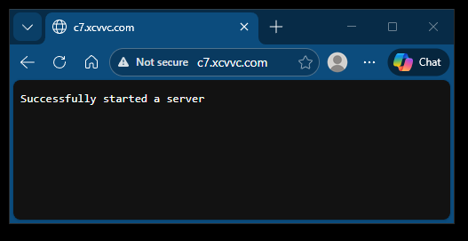 node.js server response successful